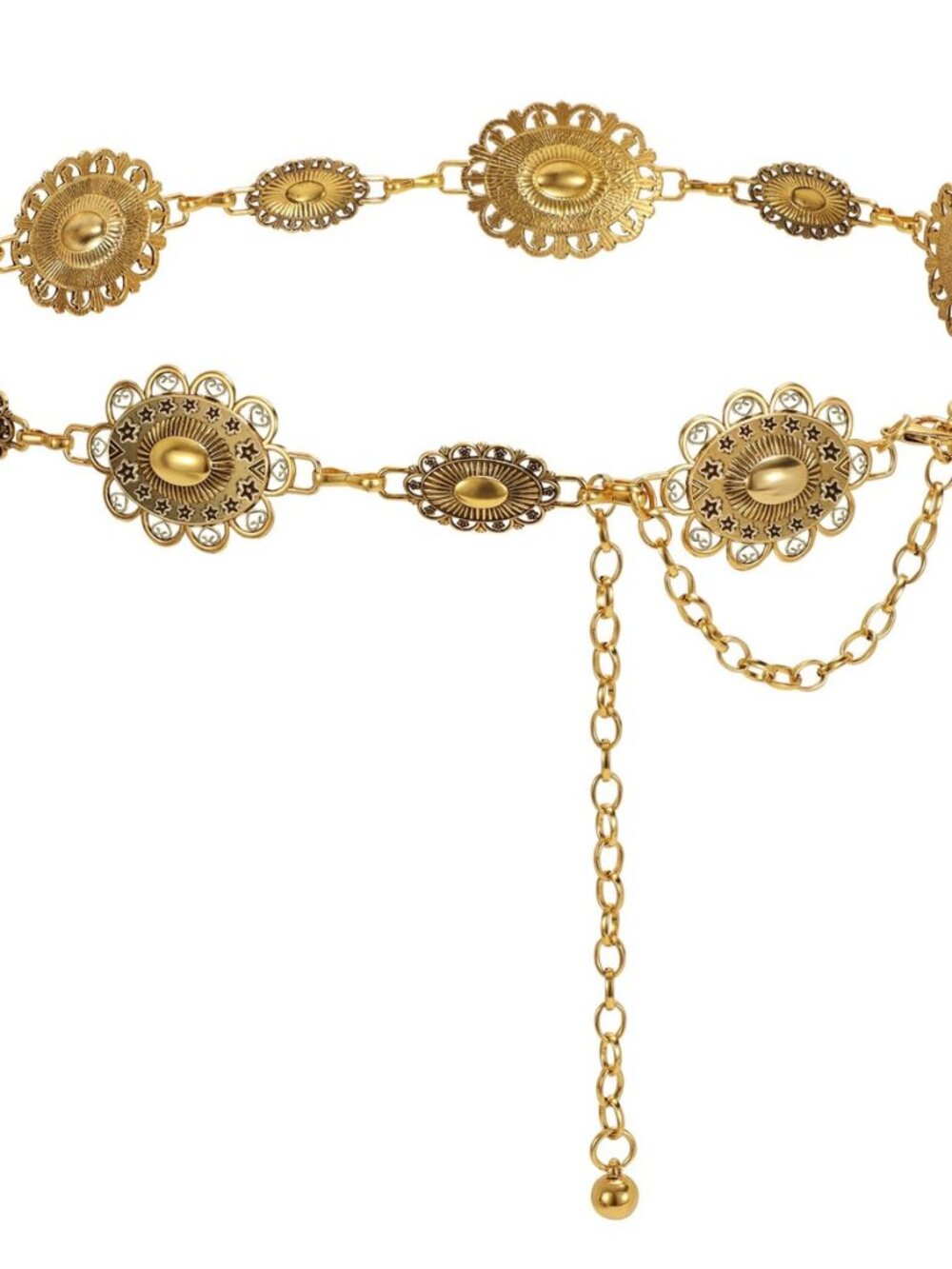 Western Metal Concho Belt for Women Cowgirl Waist Chain for Women Dress Pants